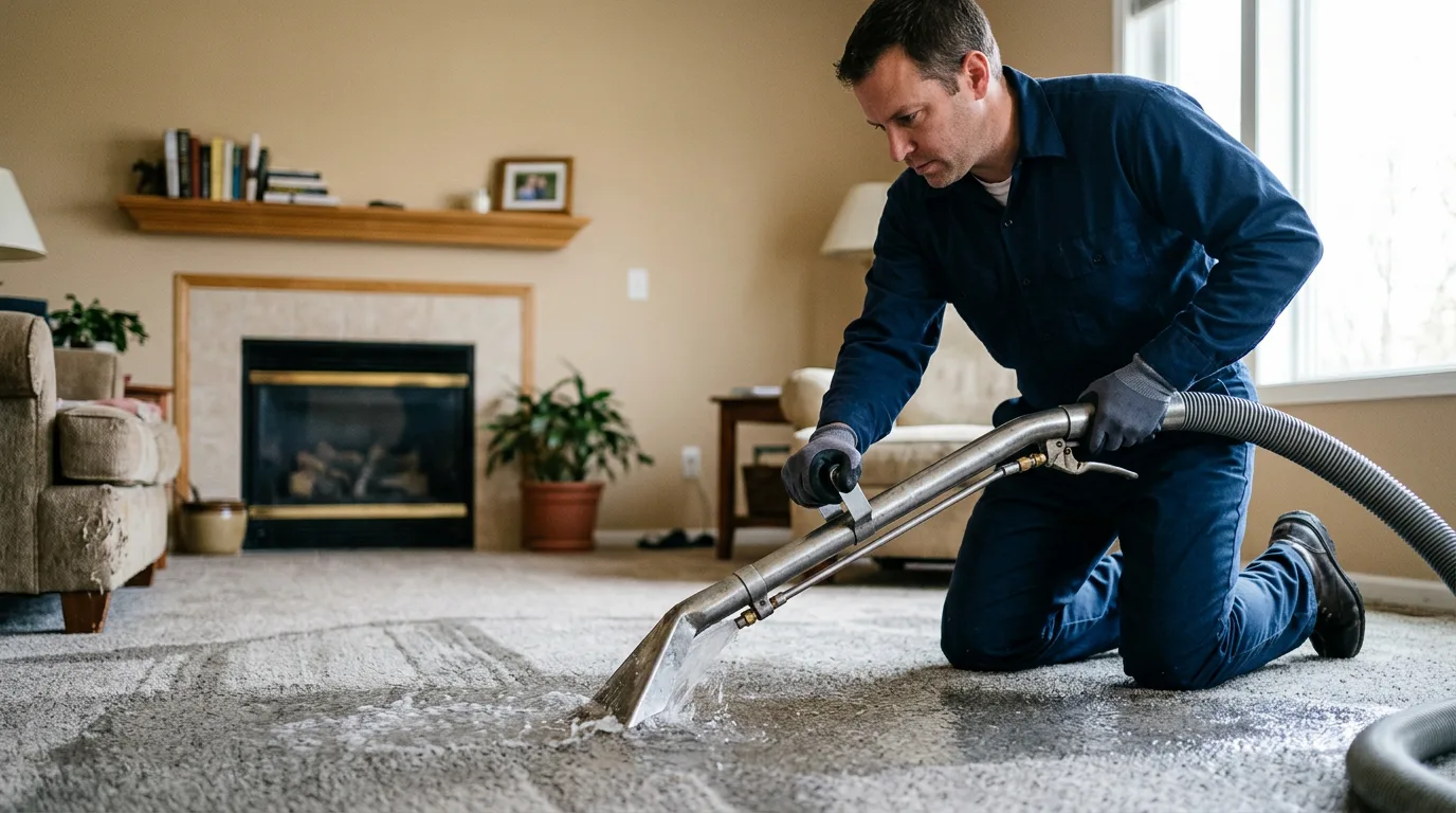 Water damage restoration technician working near Newark, TX